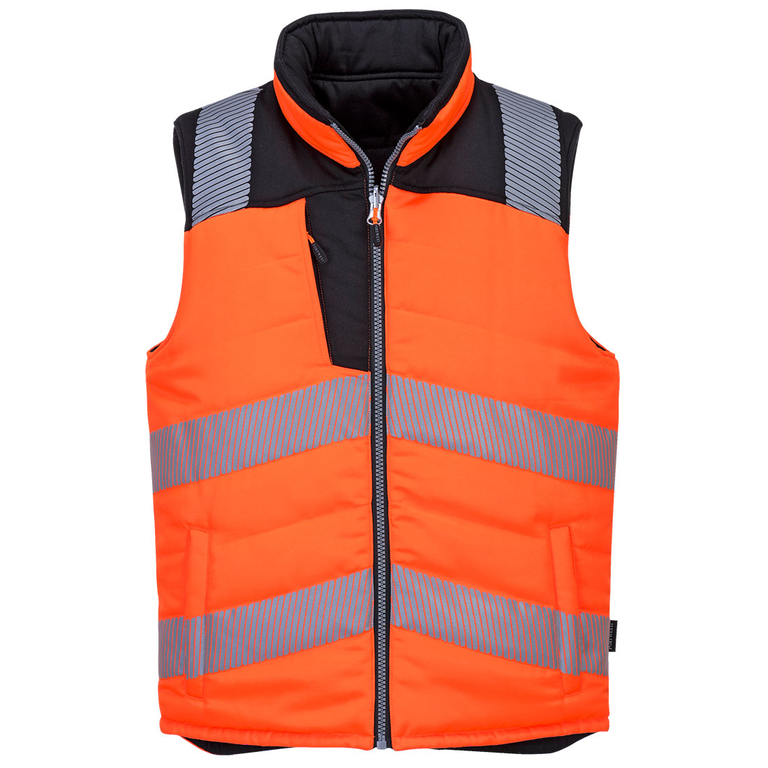 PW374 PW3 Hi-Vis Reversible Bodywarmer Orange/Black