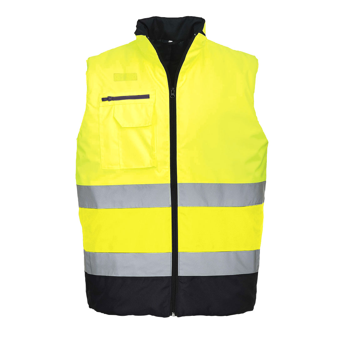 S267 Hi-Vis Contrast Bodywarmer Yellow/Navy
