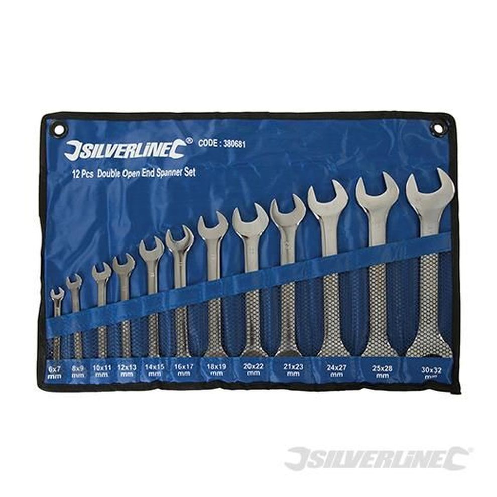 Silverline Open Ended Spanner 14 X 15 Mm - Chrome Vanadium Steel, Hardened & Tempered