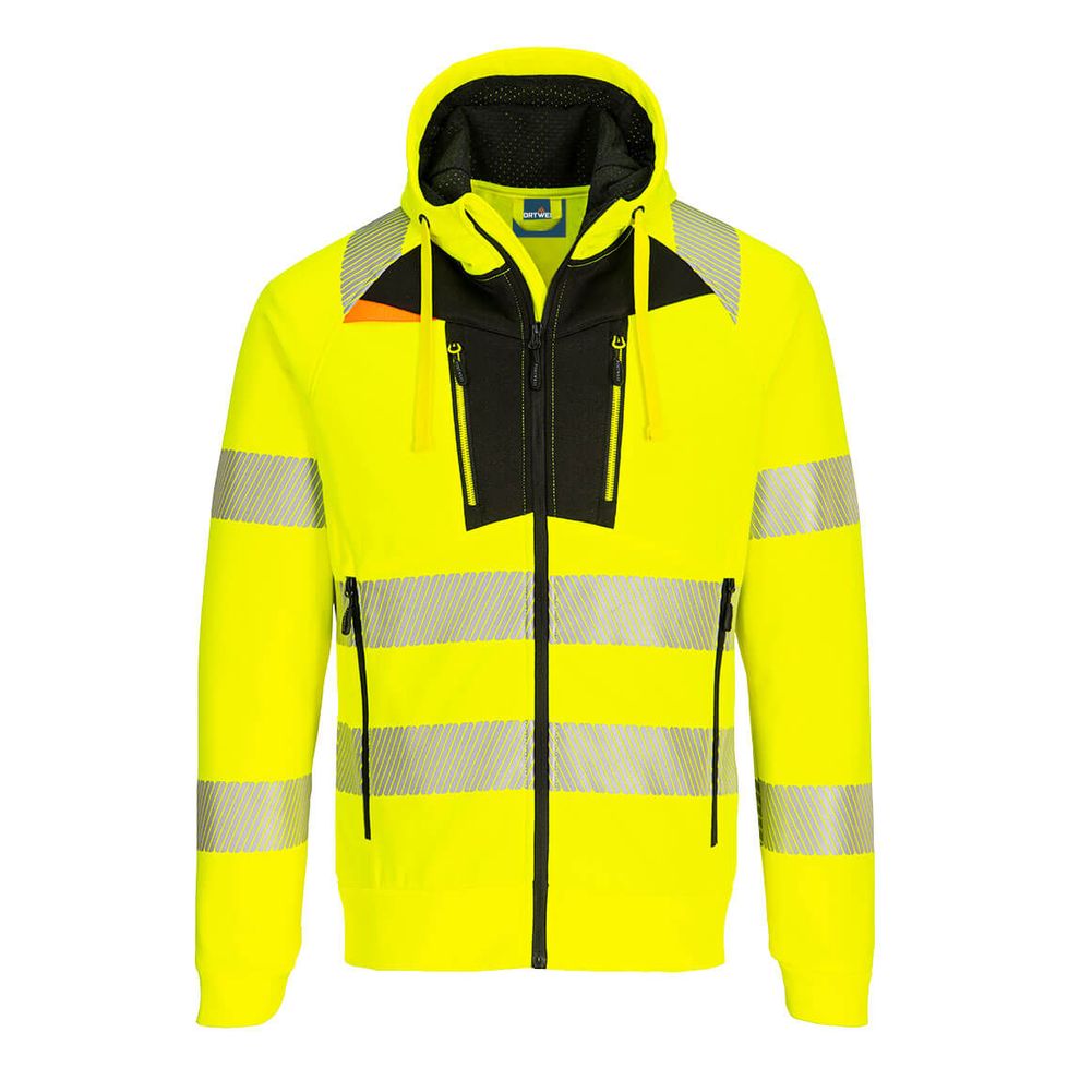 Portwest - DX477 Yellow/Black DX4 Hi-Vis Funnel Neck Zipped Sweatshirt