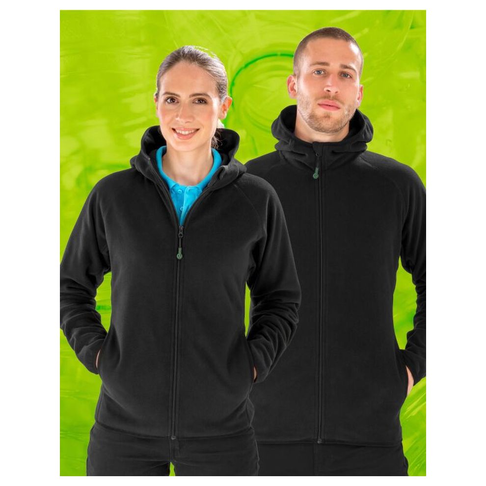Result Genuine Recycled - Black Recycled Unisex Hooded Microfleece Jacket