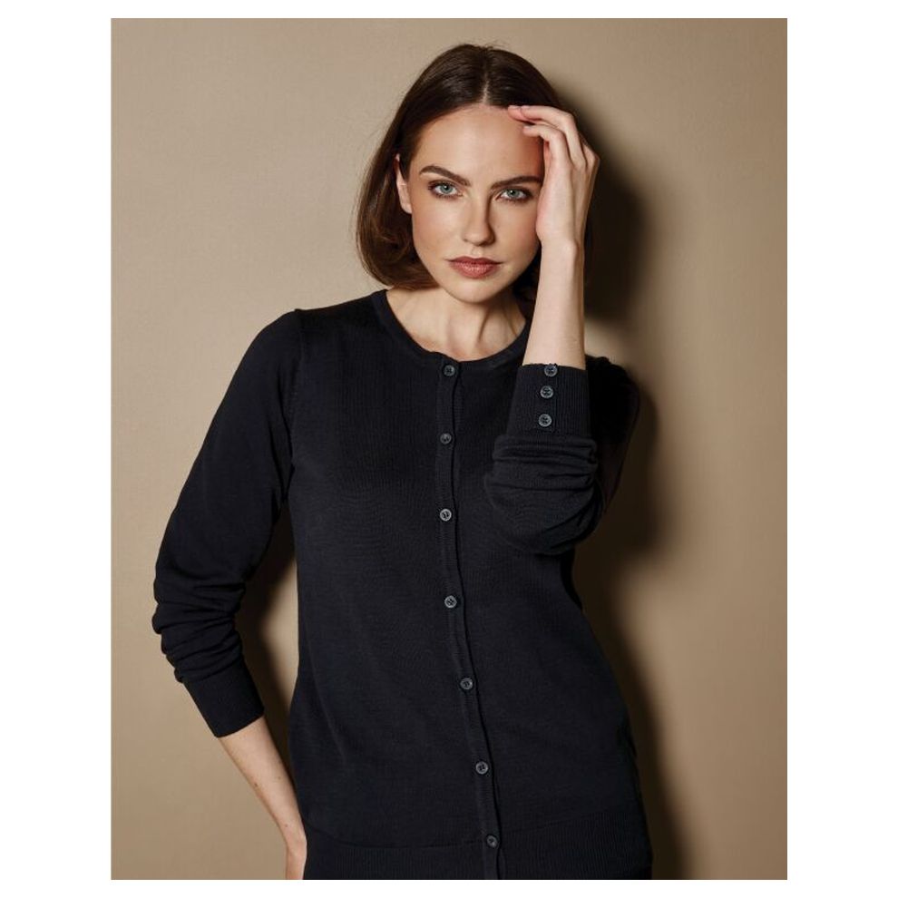 Kustom Kit - Black Regular Fit Arundel Crew Neck Cardigan