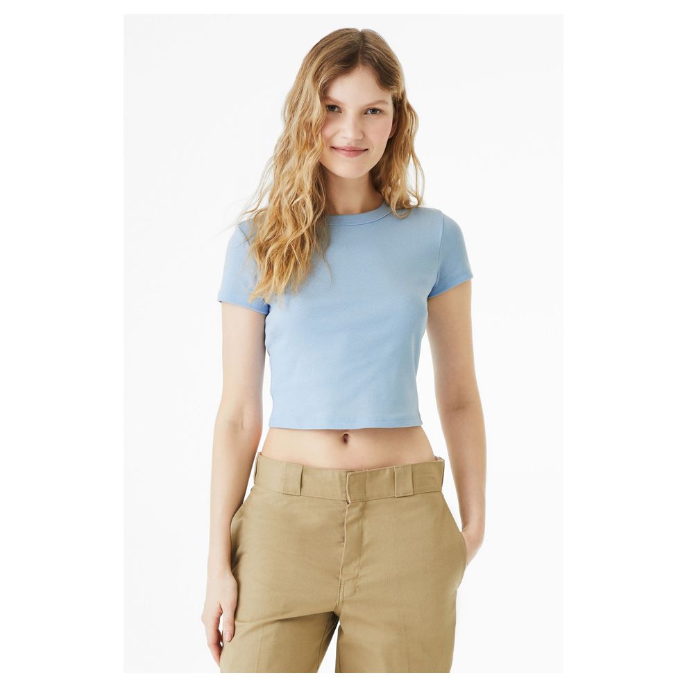 Bella - Solid Baby Blue Blend Women’s Micro Rib Baby Tee