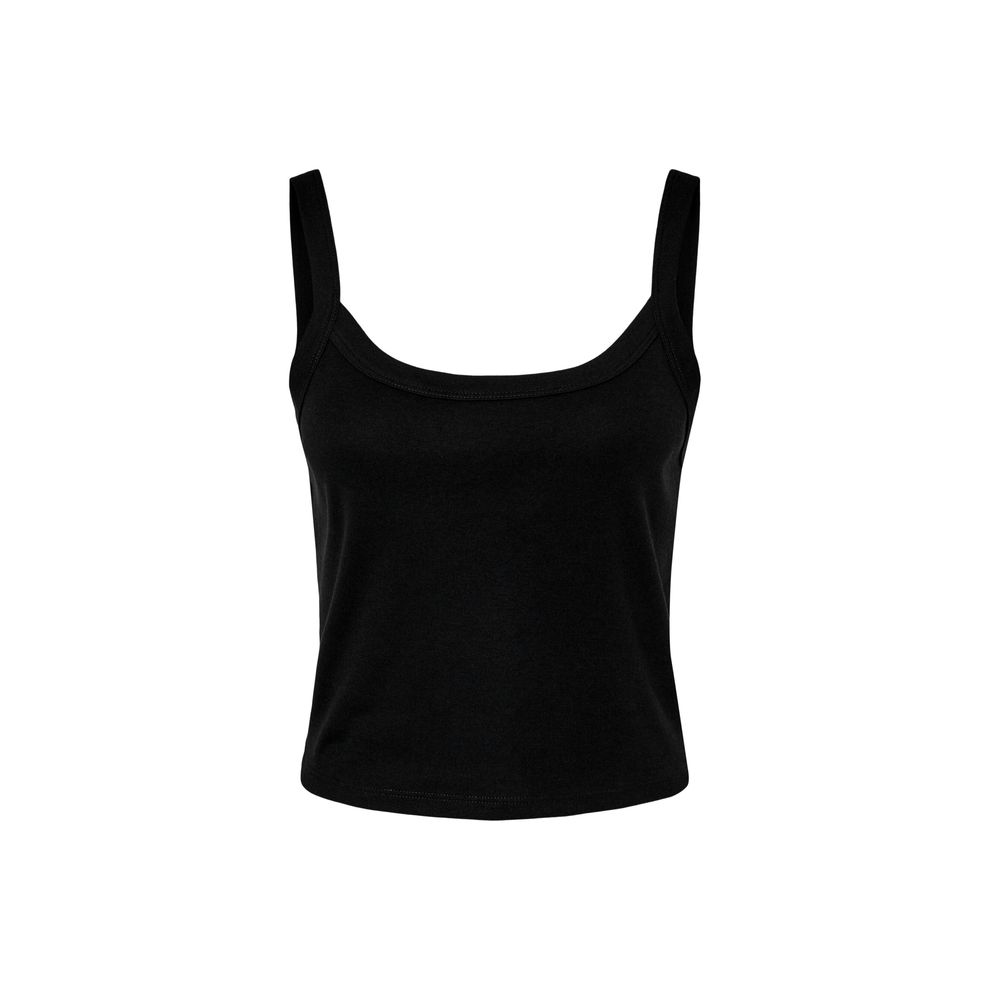 Bella - Solid Black Blend Women’s Micro Rib Strap Tank