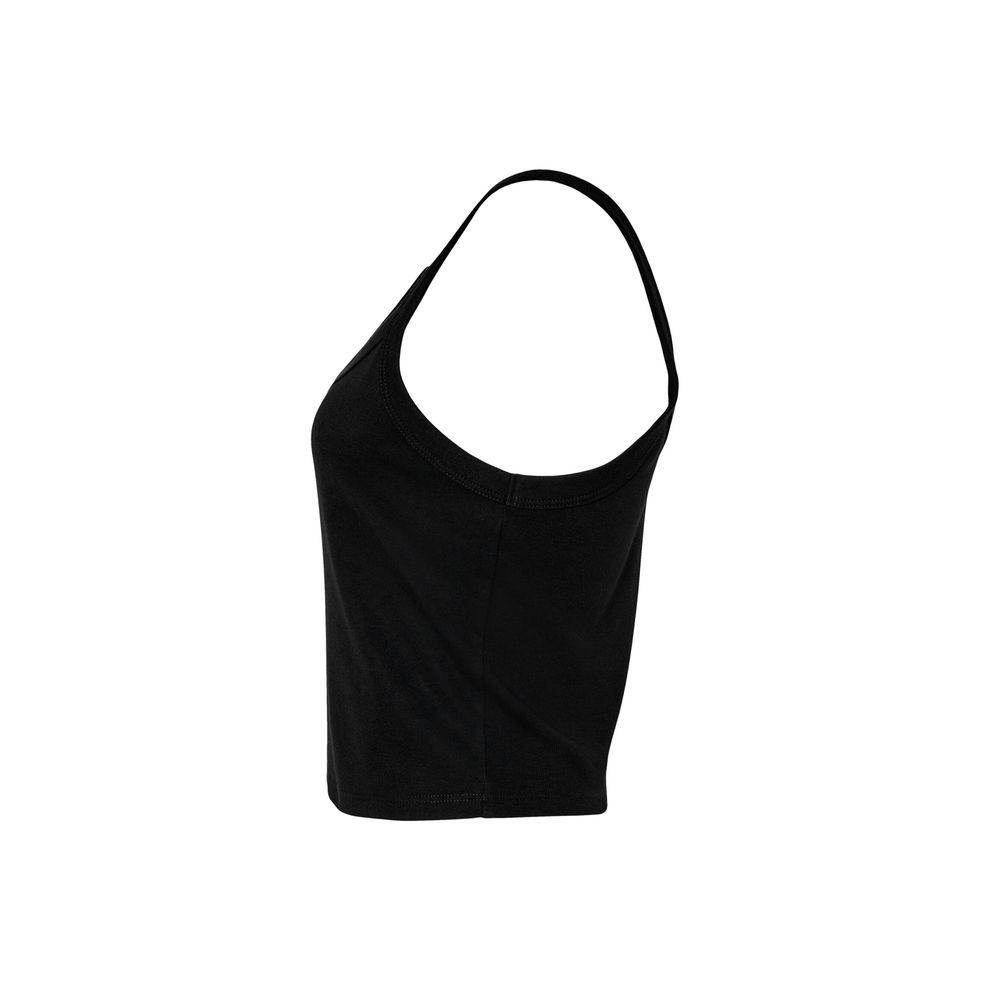 Bella - Solid Black Blend Women’s Micro Rib Strap Tank