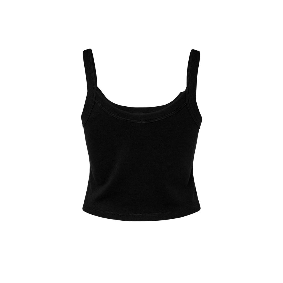 Bella - Solid Black Blend Women’s Micro Rib Strap Tank
