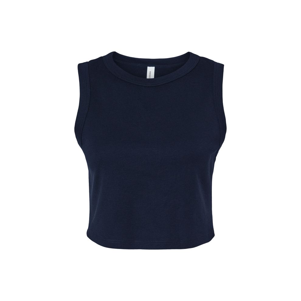 Bella - Solid Navy Blend Women’s Micro Rib Muscle Crop Tank