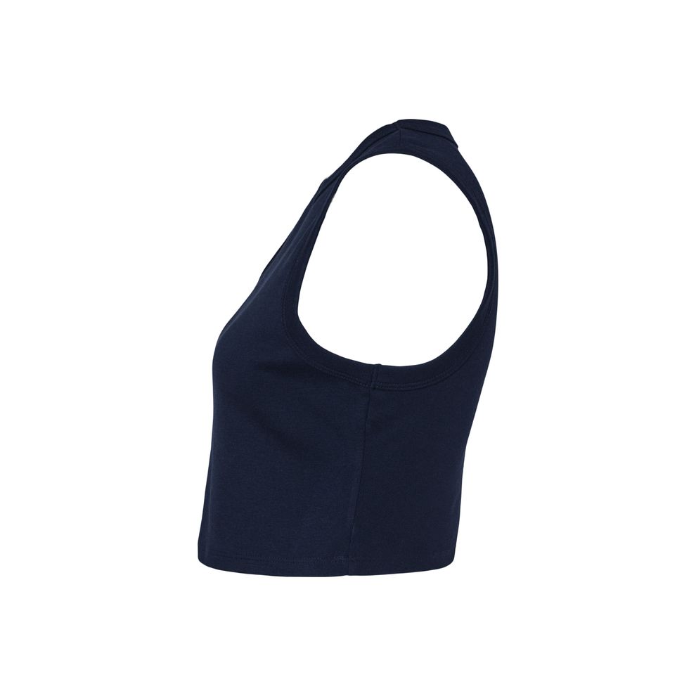Bella - Solid Navy Blend Women’s Micro Rib Muscle Crop Tank
