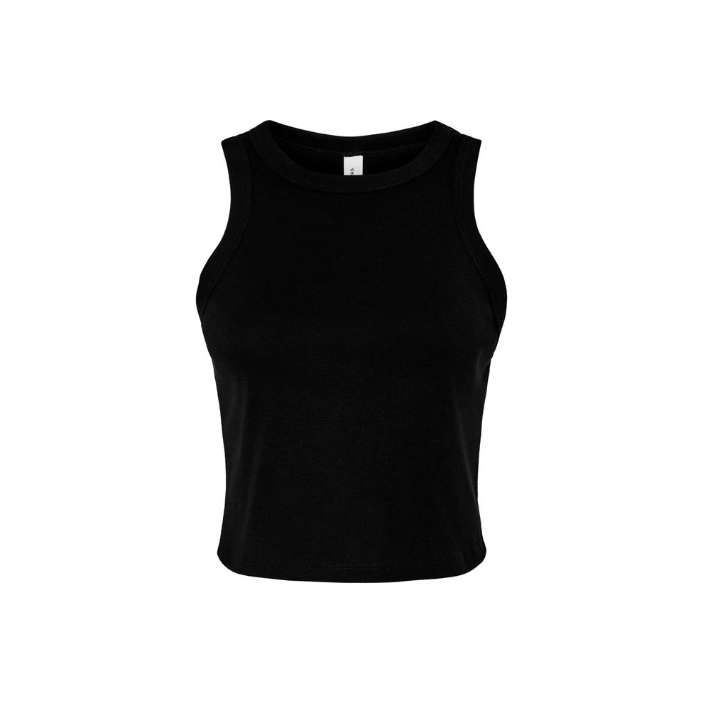 Bella - Solid Black Blend Women’s Micro Rib Racer Tank