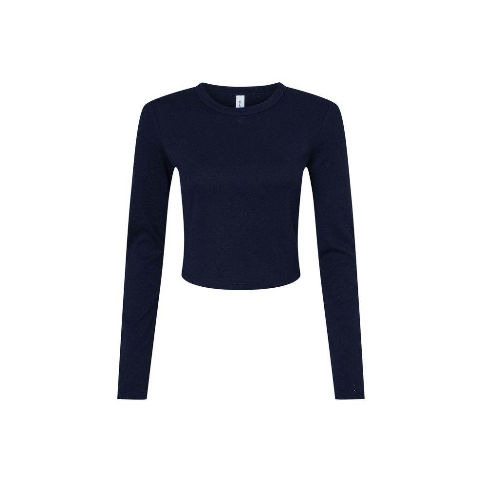 Bella - Solid Navy Blend Women’s Micro Rib Long Sleeve Tee
