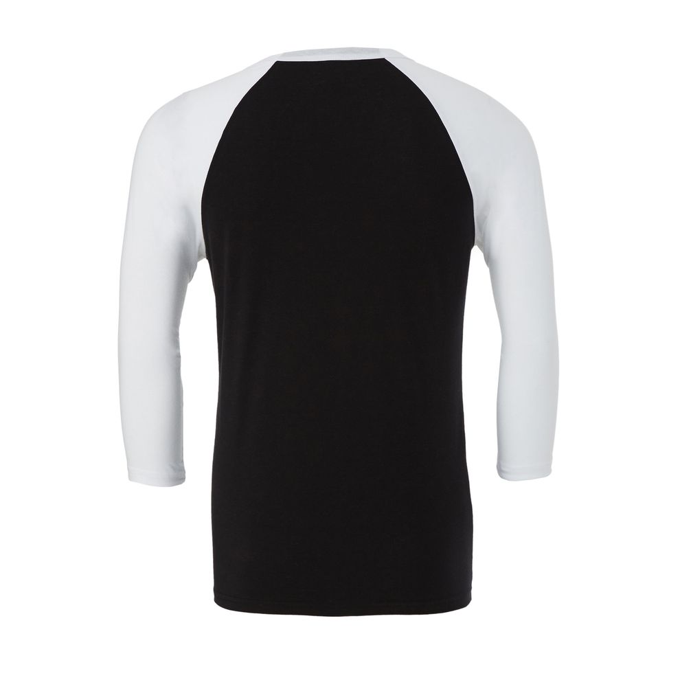 Bella - Black/White Canvas Unisex 3/4 Sleeve Baseball Tee