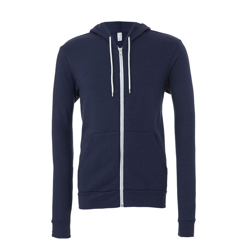 Bella - Navy Canvas Unisex Poly-Cotton Fleece Full-Zip Hoodie