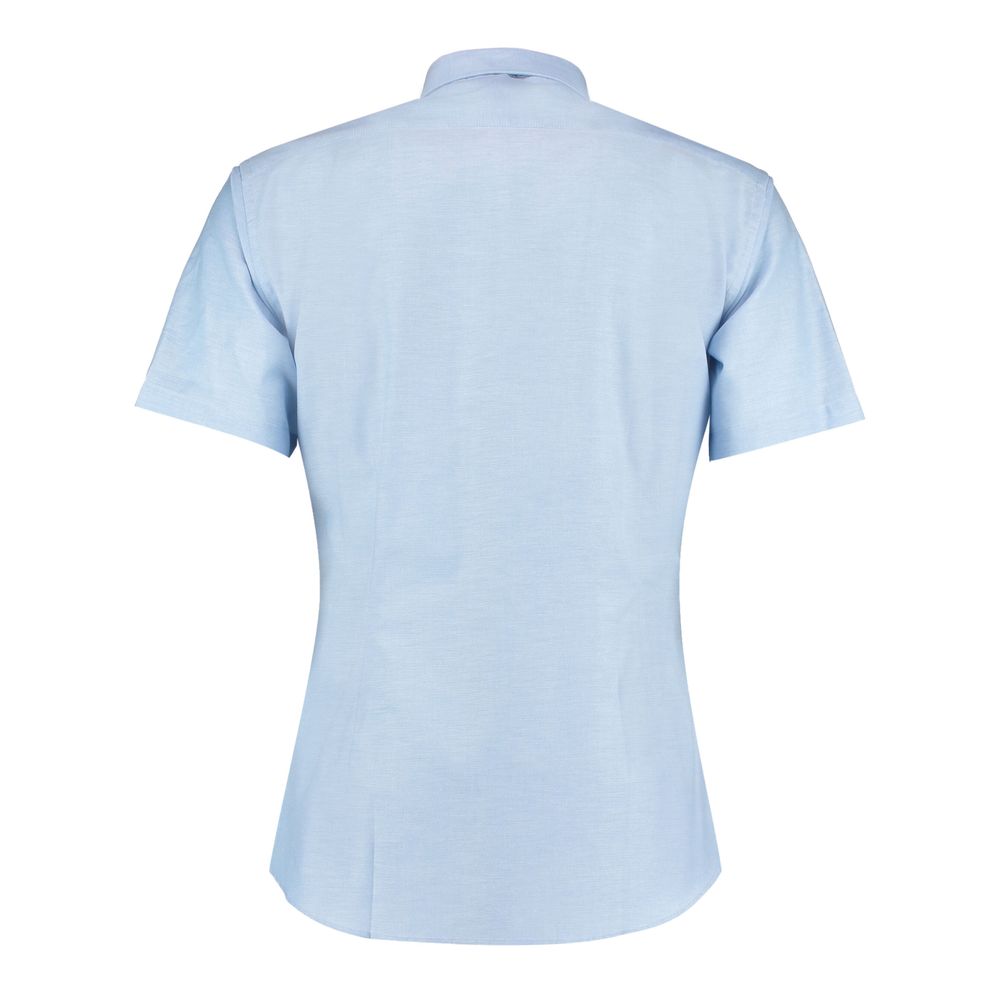 Kustom Kit - Light Blue Slim Fit Short Sleeve Workwear Oxford Shirt