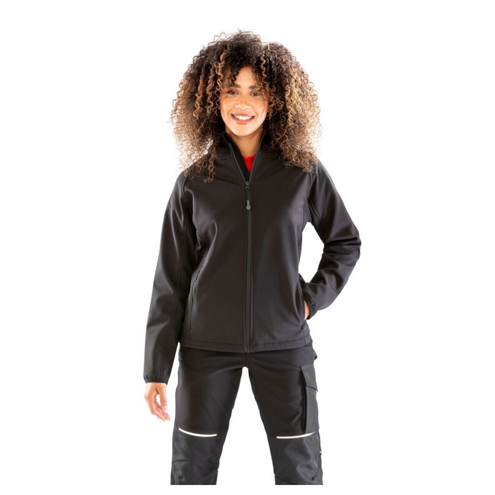 Result Genuine Recycled - Black Ladies 3-Layer Recycled Printable Hooded Softshell