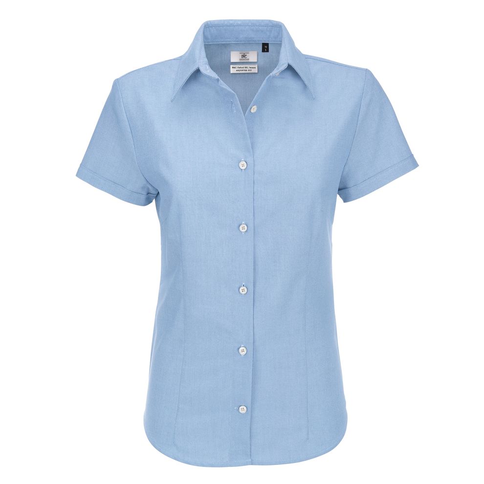 B&C - Oxford Blue Women’s Oxford Short Sleeve Shirt