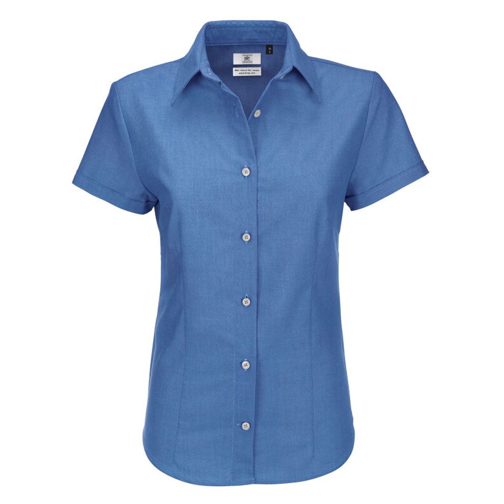 B&C - Oxford Blue Women’s Oxford Short Sleeve Shirt