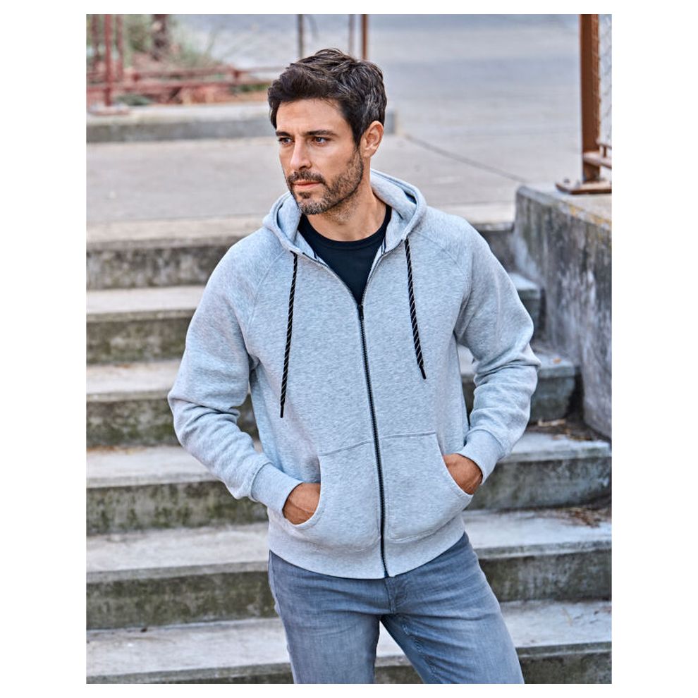 TEE JAYS - Heather Grey Men’s Fashion Full Zip Hood